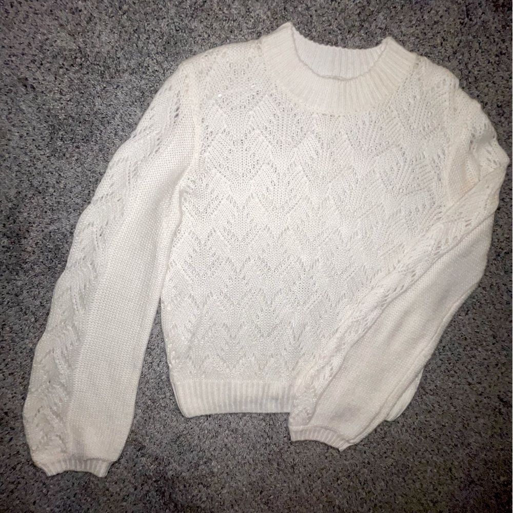 GB Womens long sleeve white knit pullover sweater Size Large